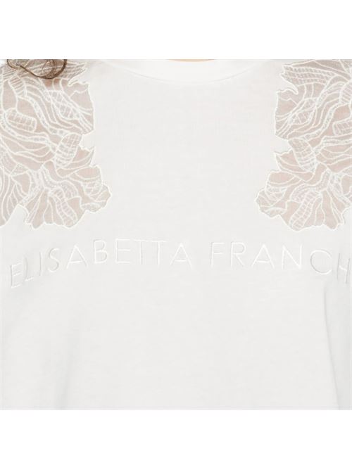 T-SHIRT CON RICAMO ELISABETTA FRANCHI | MA01851E2270 gesso